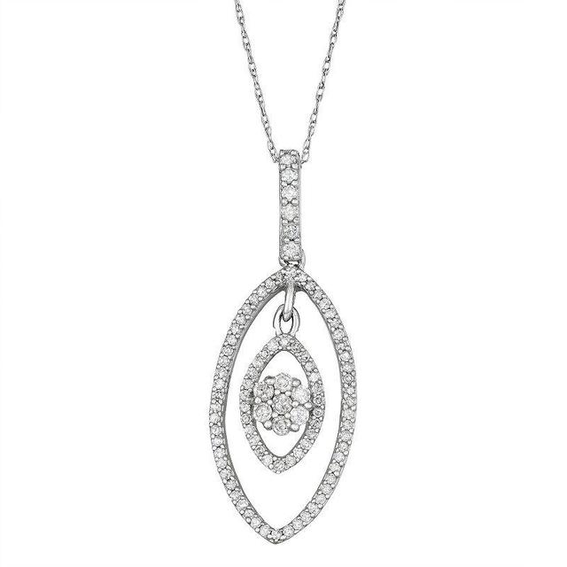 10k White Gold 1/2 Carat T.W. Diamond Double Marquise Pendant, Womens Product Image