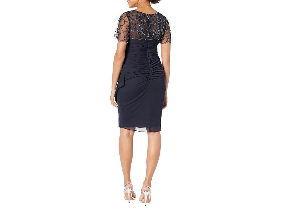 Xscape Evenings Beaded Short Sleeve Chiffon Sheath Dress Product Image