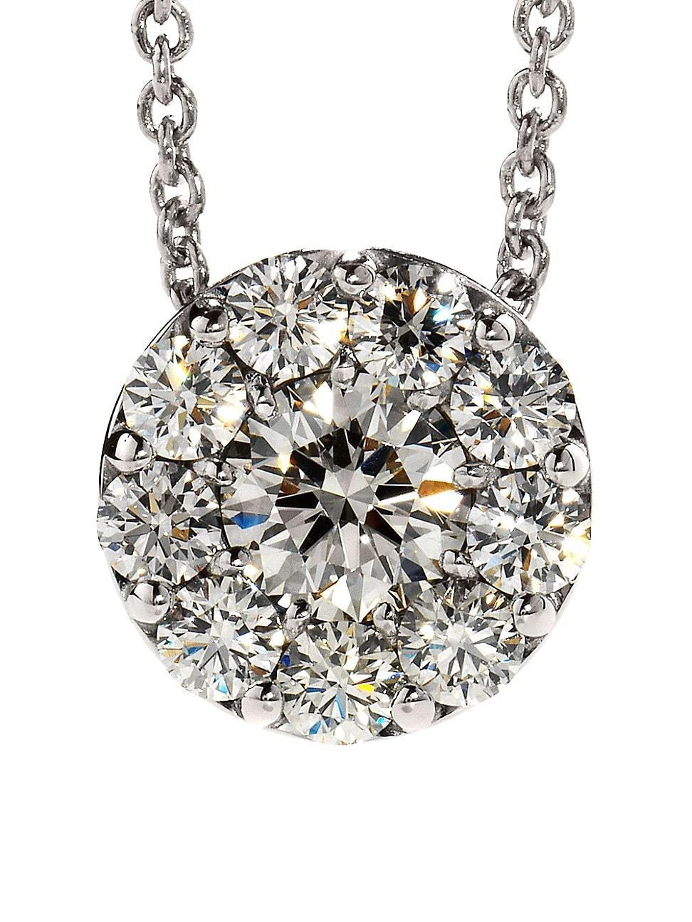 Womens Fulfillment 18K White Gold & 0.46-0.56 TCW Diamond Halo Pendant Necklace Product Image