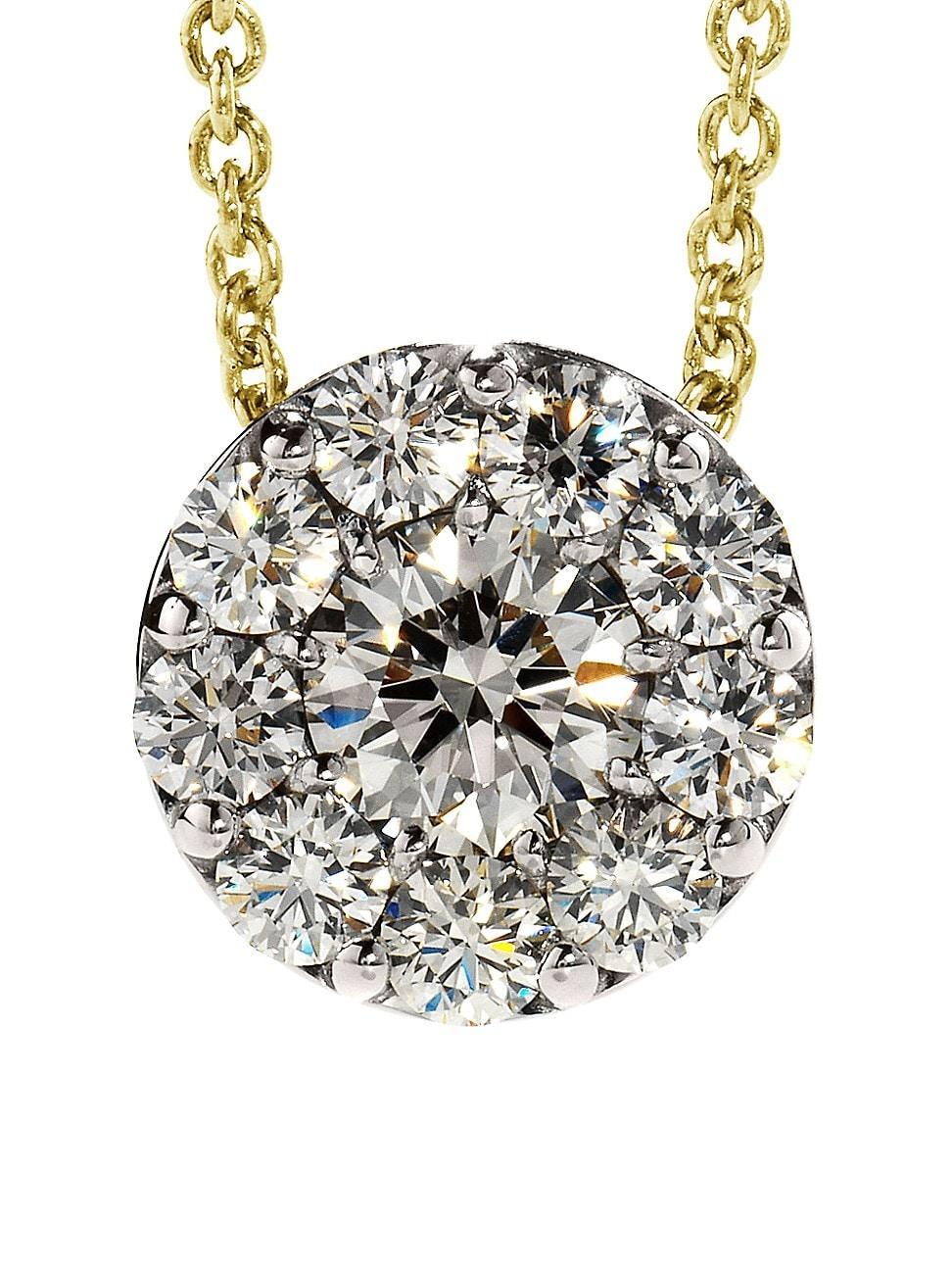 Womens Fulfillment 18K Yellow Gold & 0.46-0.56 TCW Diamond Halo Pendant Necklace Product Image