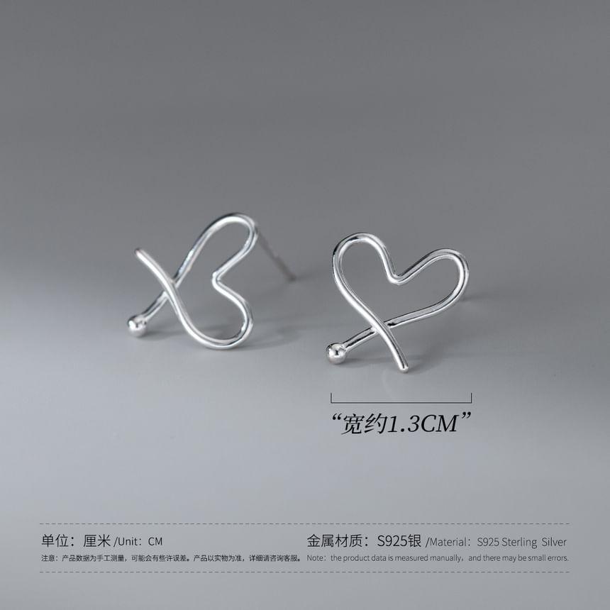 925 Sterling Silver Heart Stud Earring Product Image