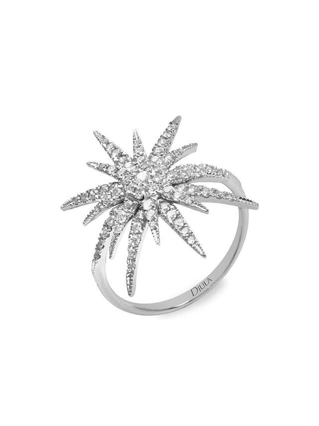 Womens Soleil 18K White Gold & Diamond Starburst Ring Product Image