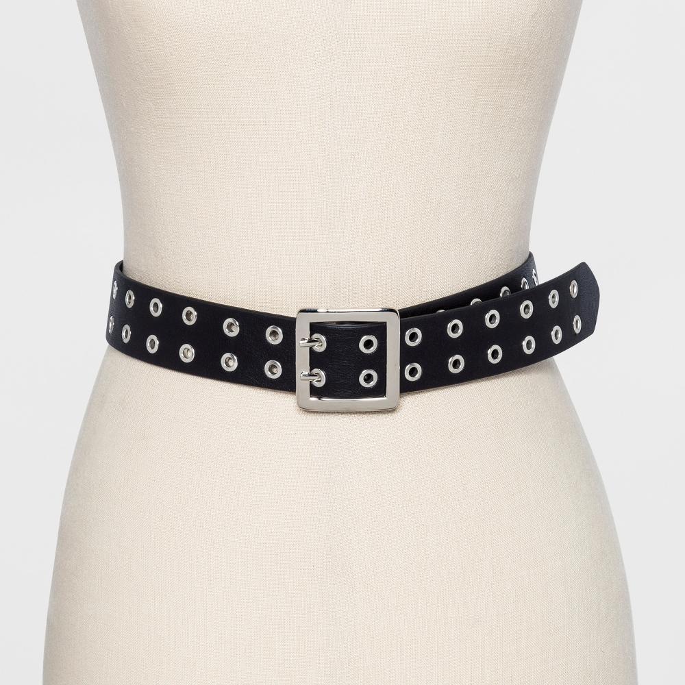 Womens Double Laser Cut Adjustable Western Grommet Belt - Wild Fable Black Product Image