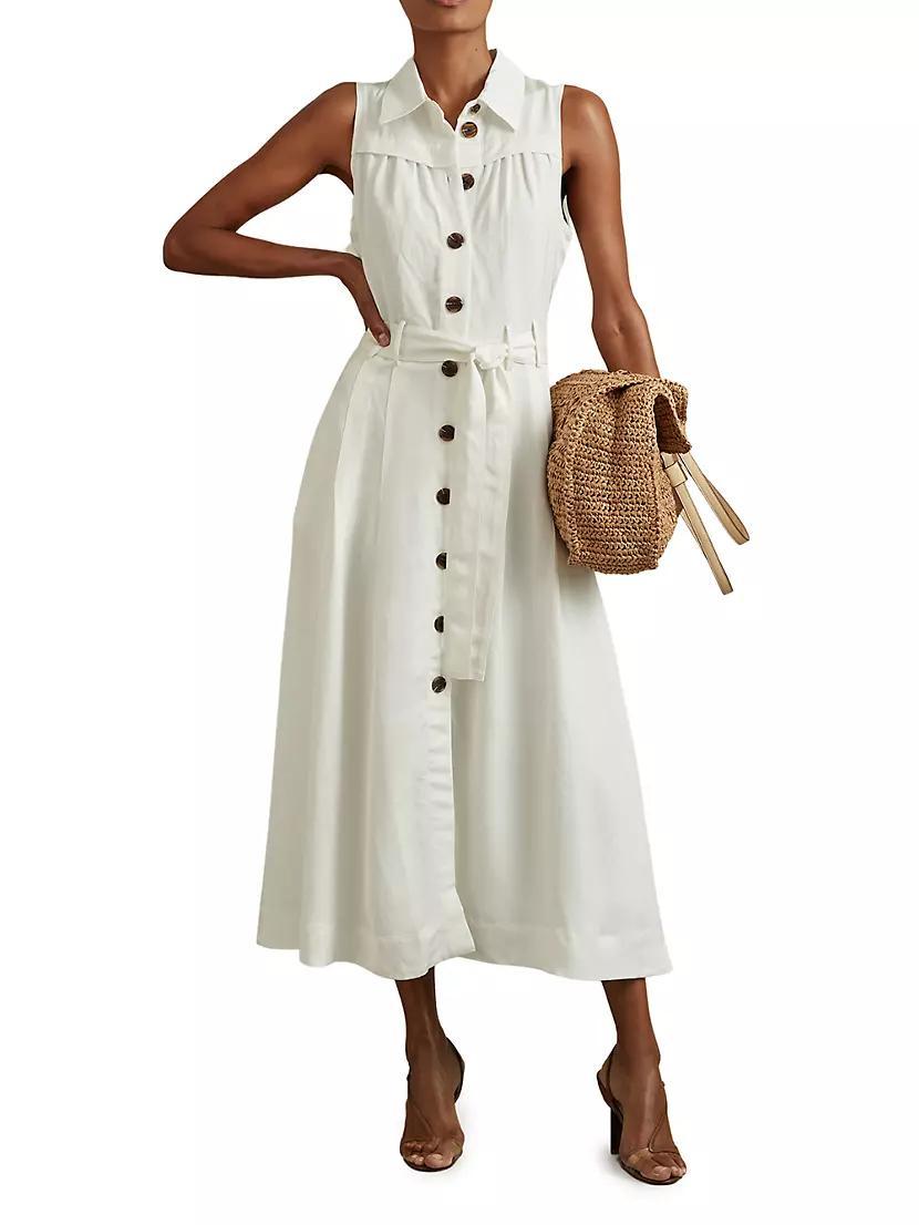 Heidi Linen-Blend Sleeveless Shirtdress Product Image