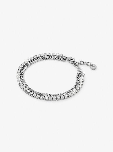 Precious Metal-Plated Brass Double Chain Tennis Bracelet Product Image