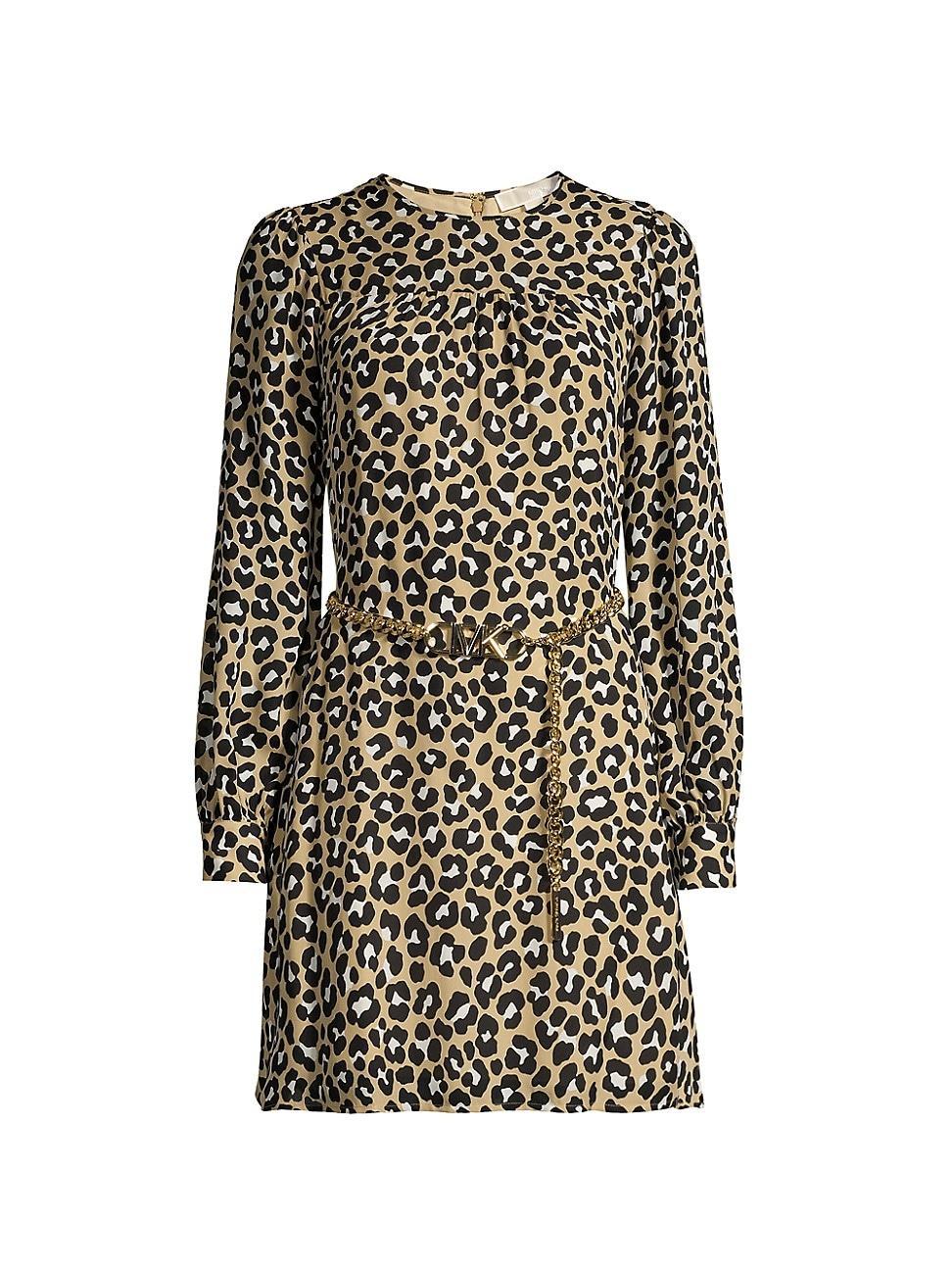 Womens Leopard Belted Minidress Product Image