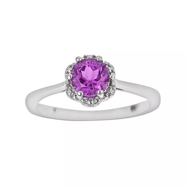 Celebration Gems Sterling Silver Amethyst Scalloped Frame Ring, Womens Product Image