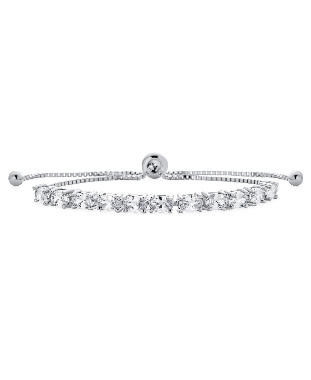 Elegant Bridal Oval Cut Aaa Cz 3 Ctw Cubic Zirconia Bolo Tennis Bracelet for Women Teens .925 Sterling Silver - Adjustable Slide Product Image