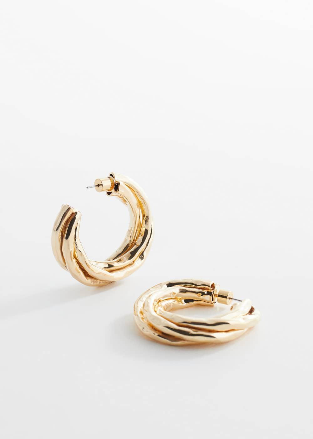 MANGO - Intertwined hoop earrings - One size - Women Product Image