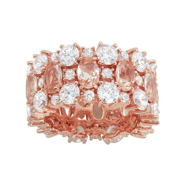 14k Rose Gold Over Silver Simulated Morganite & Cubic Zirconia Ring, Womens Pink Product Image