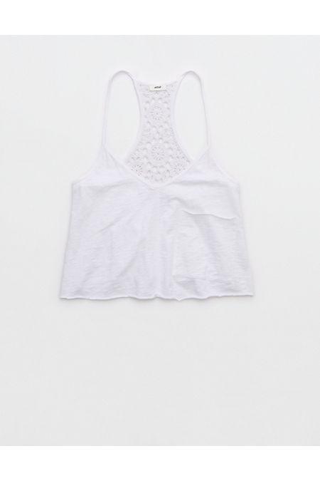 Aerie Summer House Crochet Back Cropped Tank Top Women's Product Image