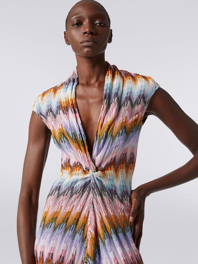 Long dress with knotted neckline and lurex Multicoloured | Missoni Product Image