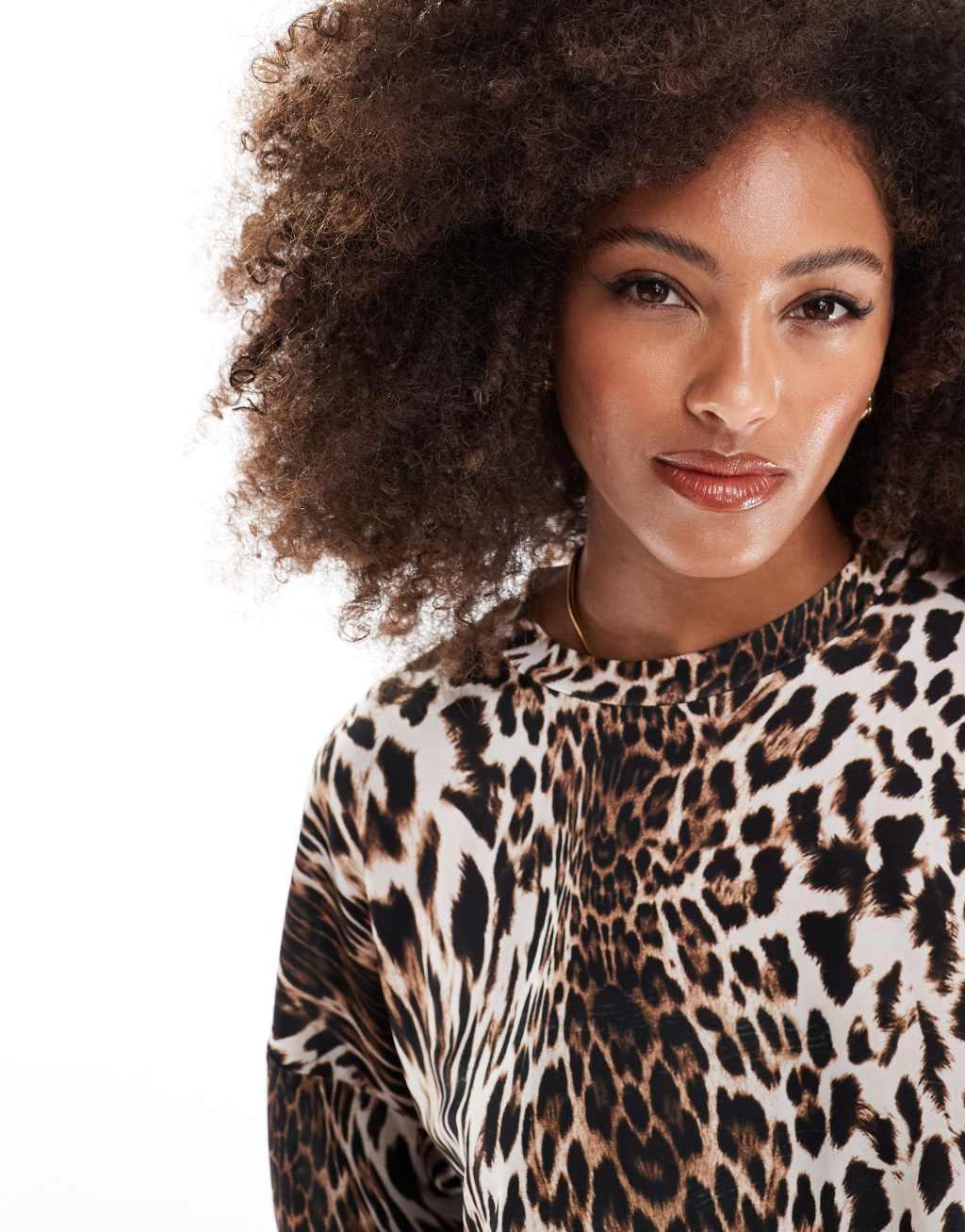 ASOS DESIGN oversized t-shirt in leopard print Product Image