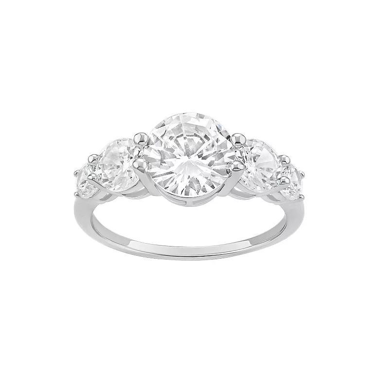 PRIMROSE Sterling Silver Cubic Zirconia Graduated Cluster Ring, Womens Sterling Silver White Product Image