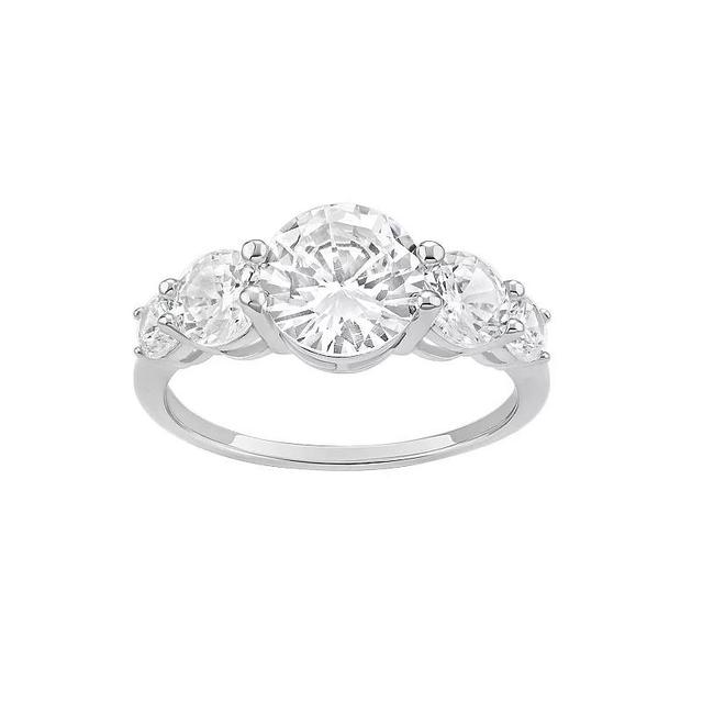 PRIMROSE Sterling Silver Cubic Zirconia Graduated Cluster Ring, Womens Sterling Silver White Product Image