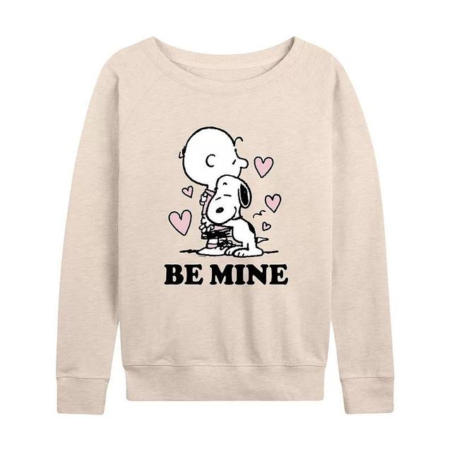 Womens Peanuts Charlie Brown & Snoopy Be Mine Lightweight French Terry Sweatshirt Product Image