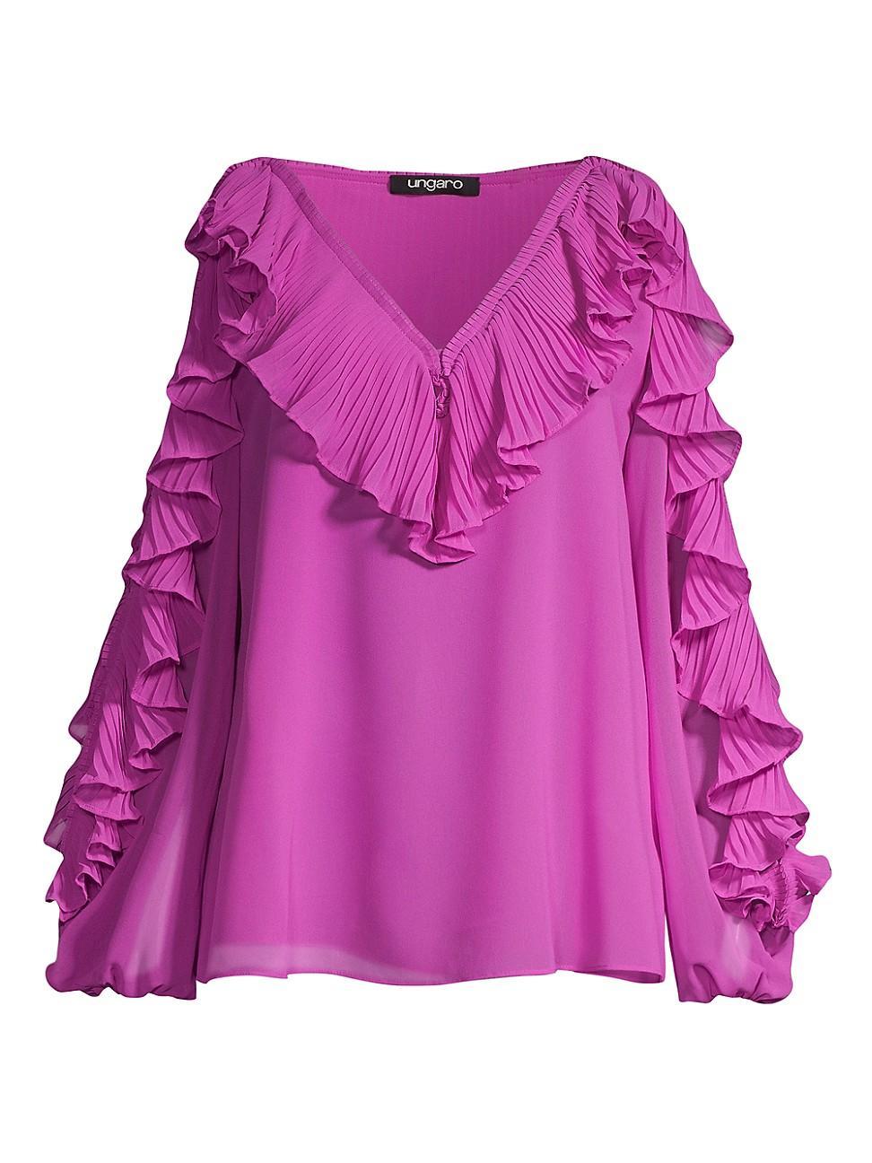 Womens Jayden Ruffle Chiffon Cold-Shoulder Blouse Product Image