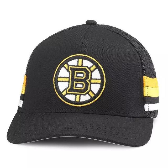 Mens American Needle Black Boston Bruins HotFoot Stripes Trucker Adjustable Hat Product Image