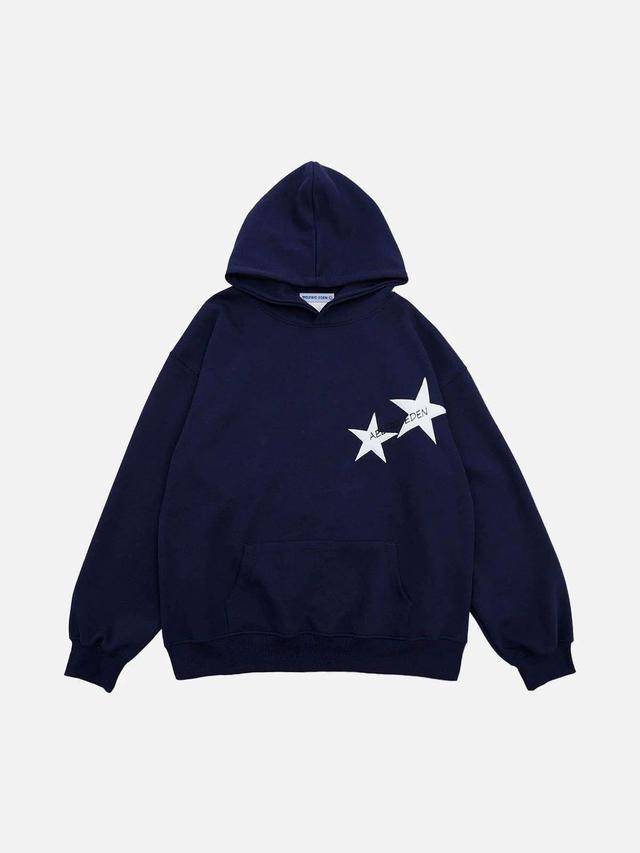 Star Print Color Contrast Hoodie Product Image