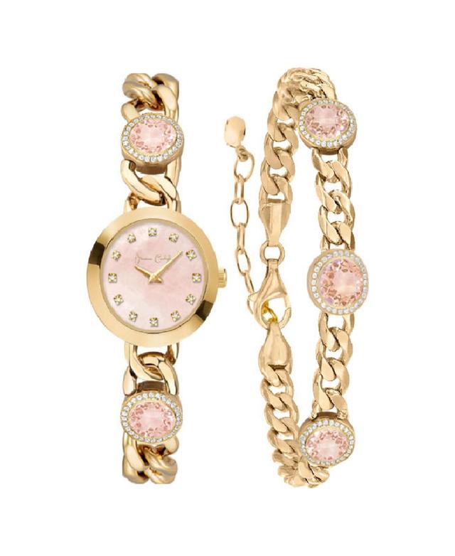 Jessica Carlyle Womens Quartz Gold-Tone Alloy Watch 22.55mm Gift Set - Shiny Gold Product Image