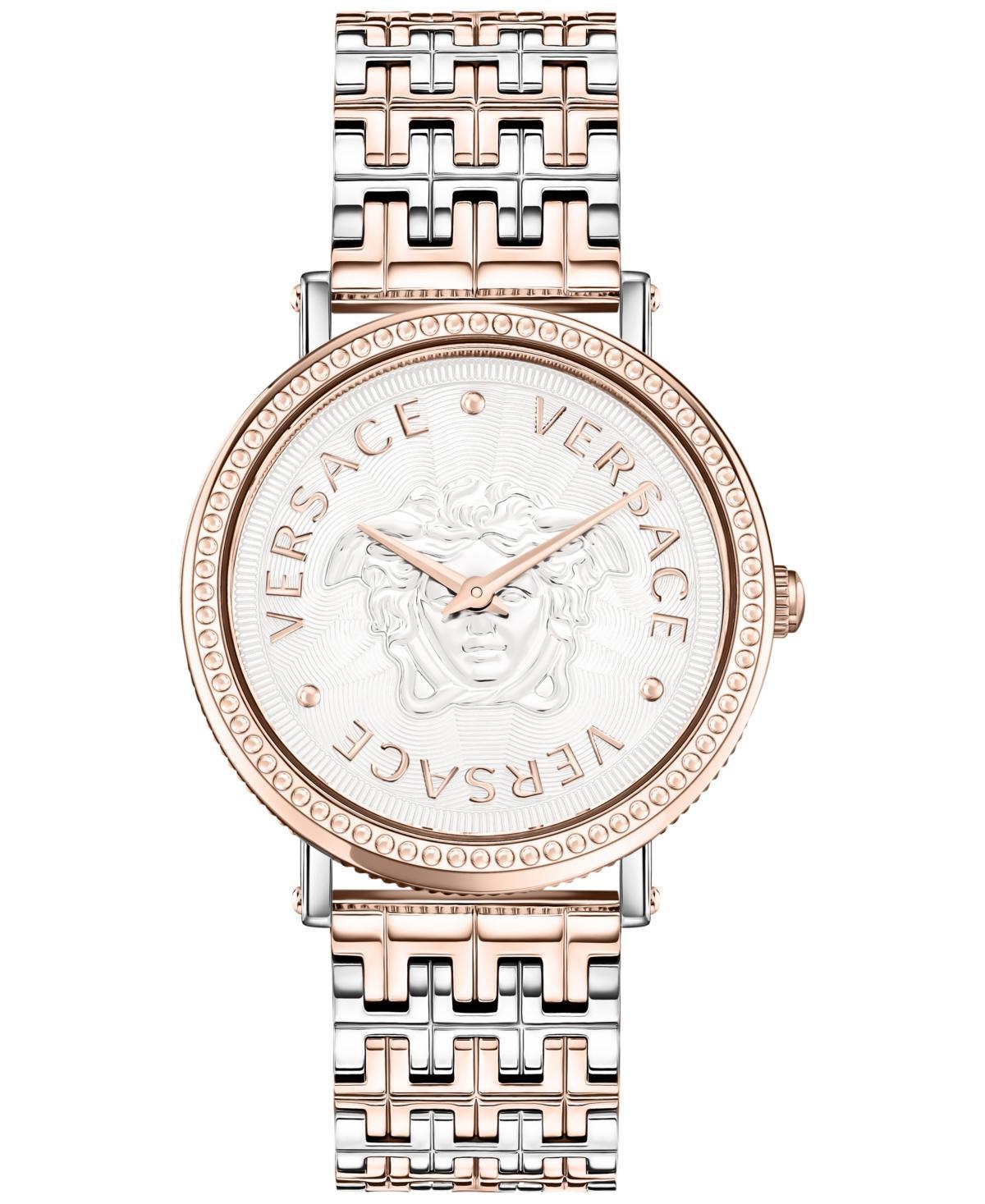 Versace Womens Swiss V-Dollar Two-Tone Bracelet Watch 37mm Product Image