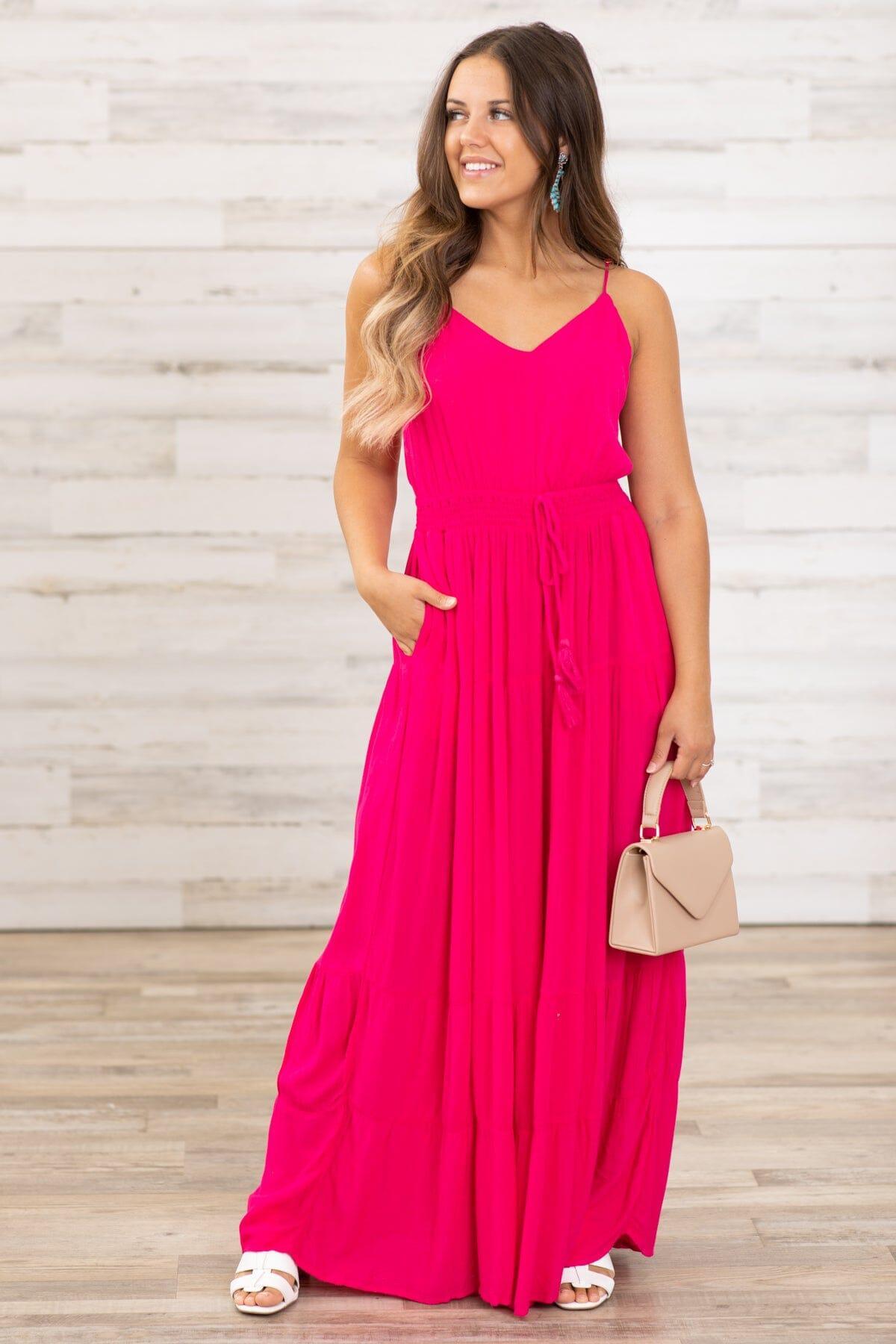 Hot Pink Elastic Waist Jumpsuit Product Image