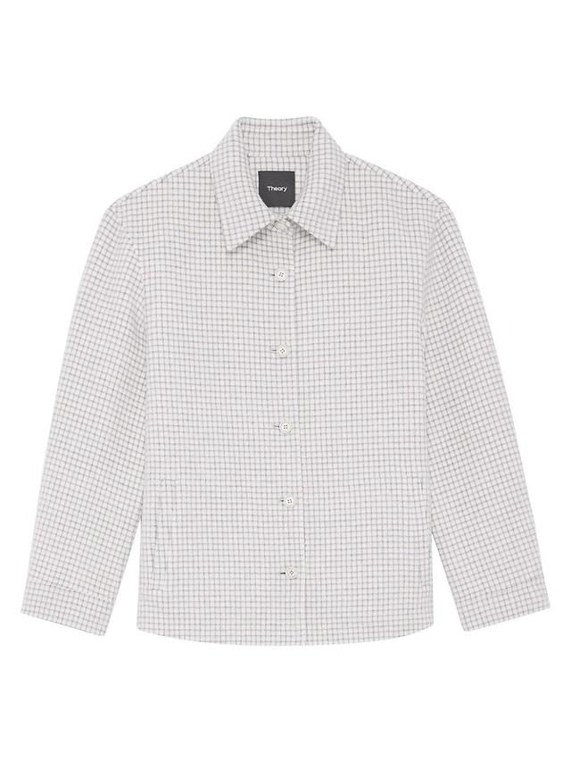 Theory Check Wool Shirt Jacket Product Image