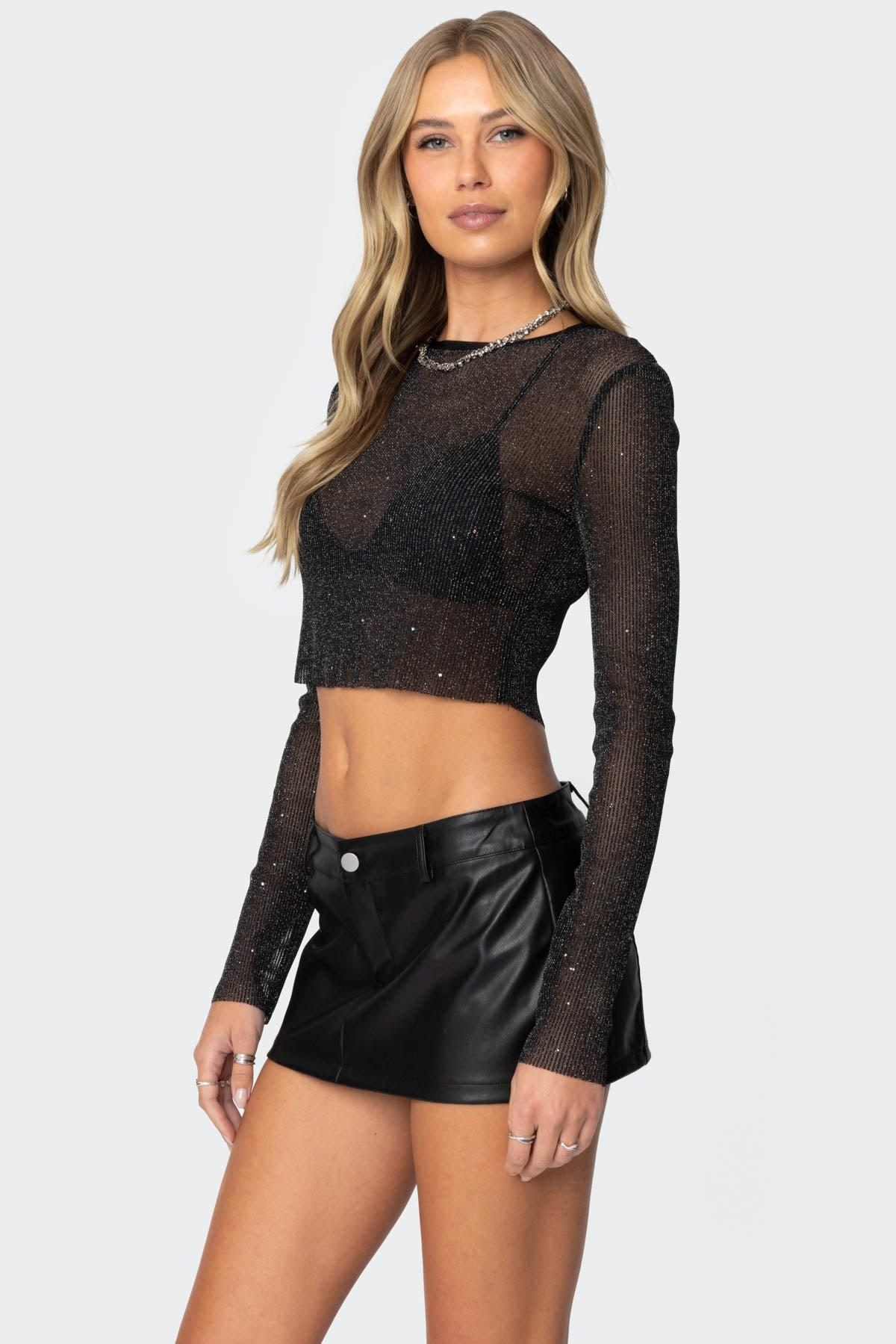 Marly Sheer Shimmer Sequin Top Product Image