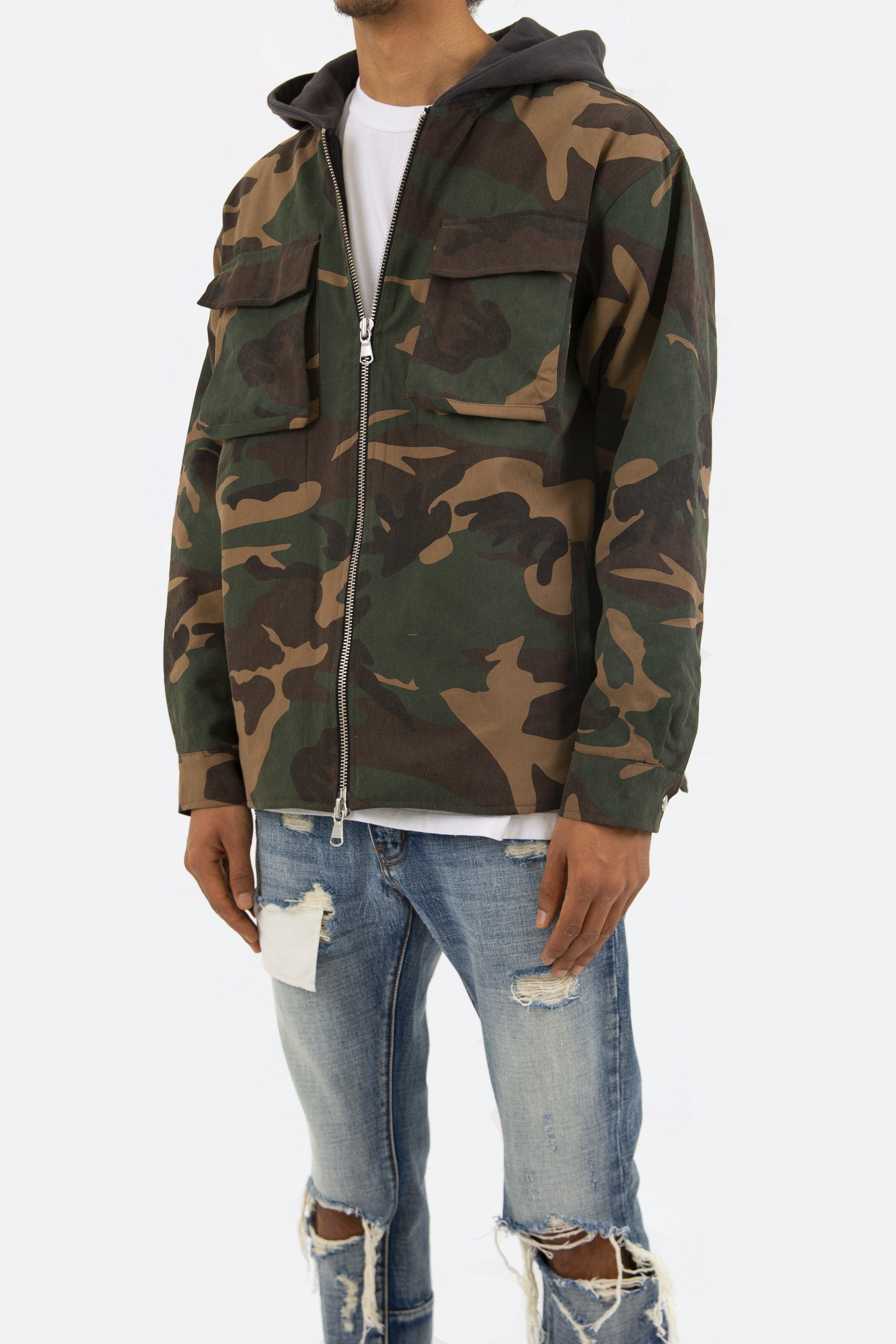 Camo Hooded Zip Up - Woodland Camo Product Image