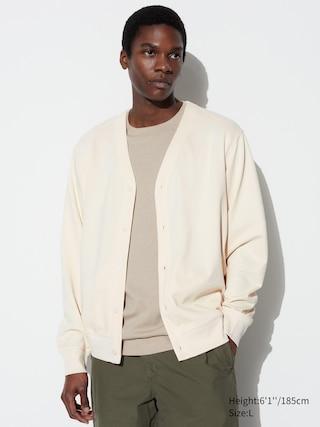 Mens Airism Cotton Long Sleeve Cardigan with Quick-Drying Natural 2XS UNIQLO US Product Image