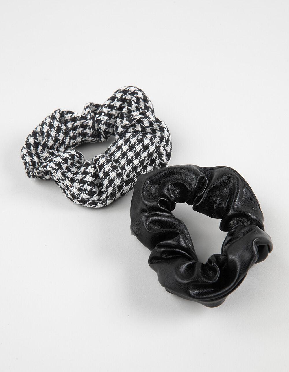 FULL TILT 2 Pack Faux Leather/Gingham Scrunchies Product Image