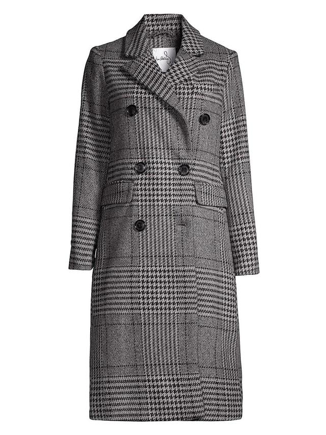 Womens Houndstooth Double-Breasted Coat Product Image