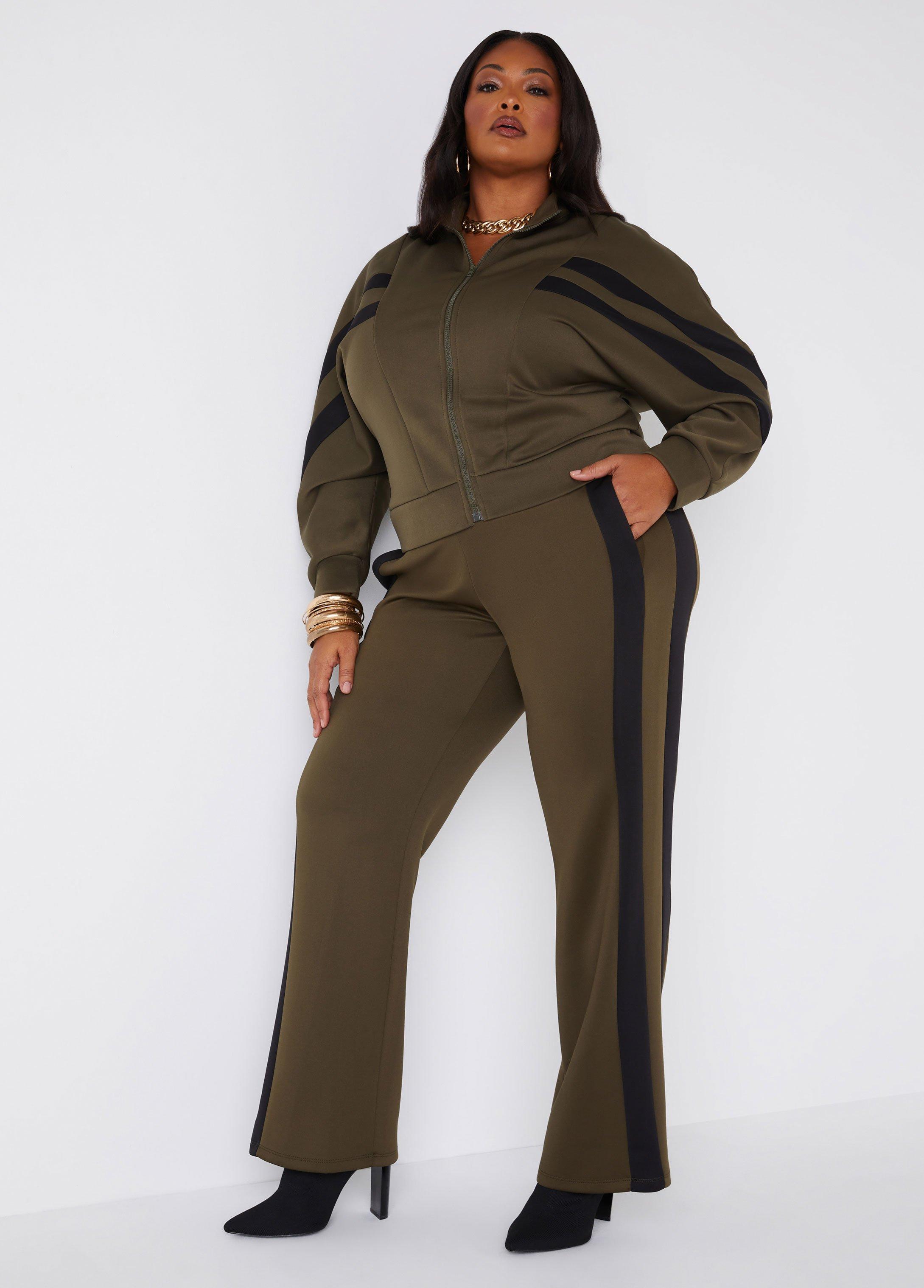 Plus Size Striped Flared Track Pants Ashley Stewart Product Image