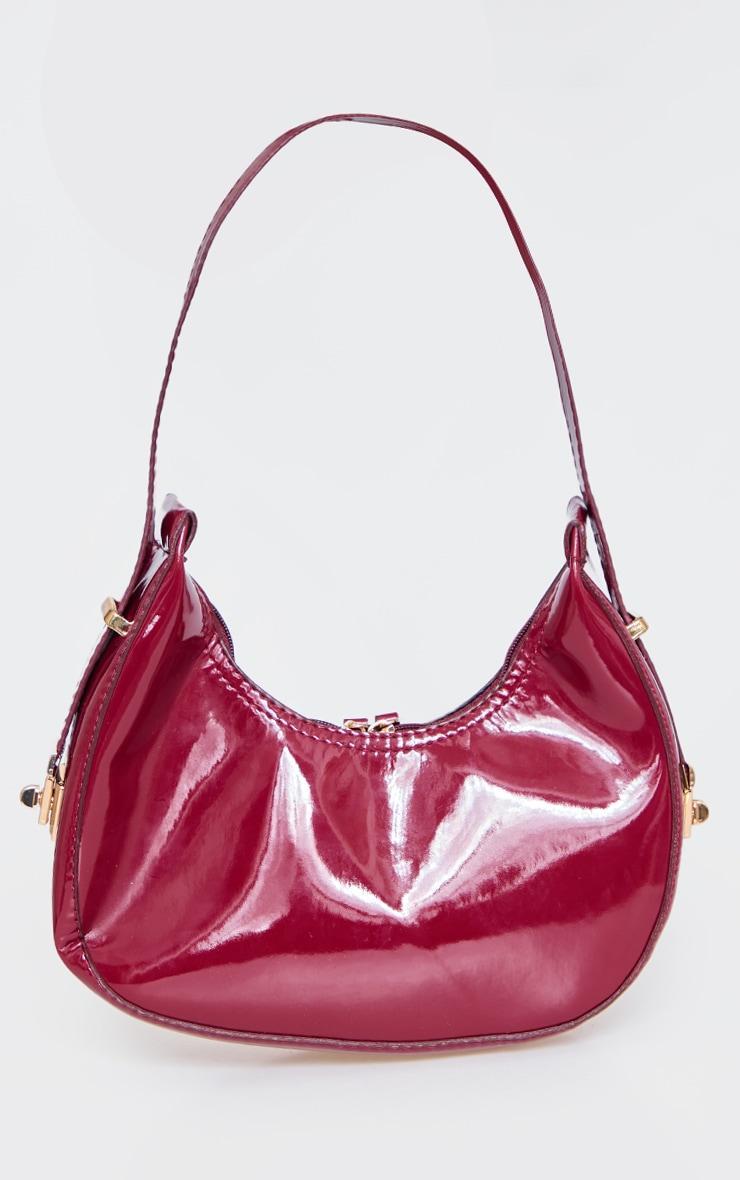 Burgundy Rounded Patent Shoulder Bag Product Image