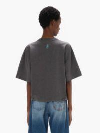 SATIN CROPPED T-SHIRT in grey | JW Anderson US  Product Image