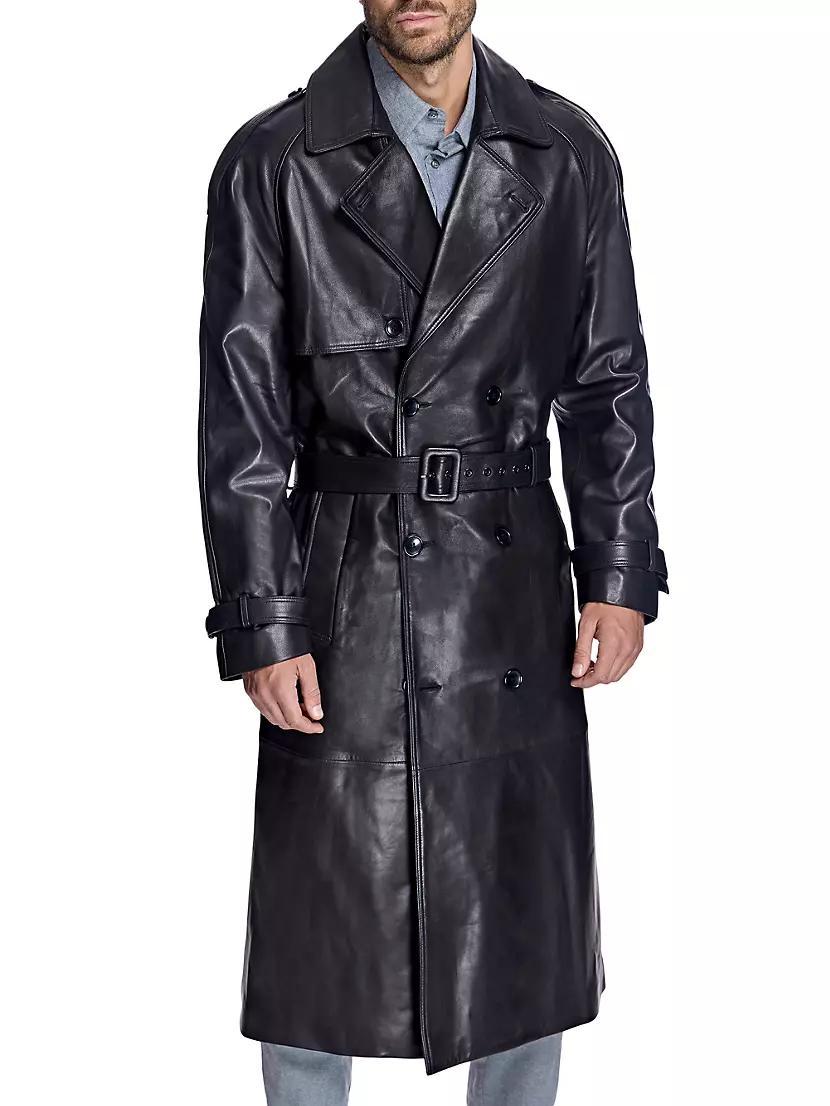 Men's Leather Trench Coat Product Image