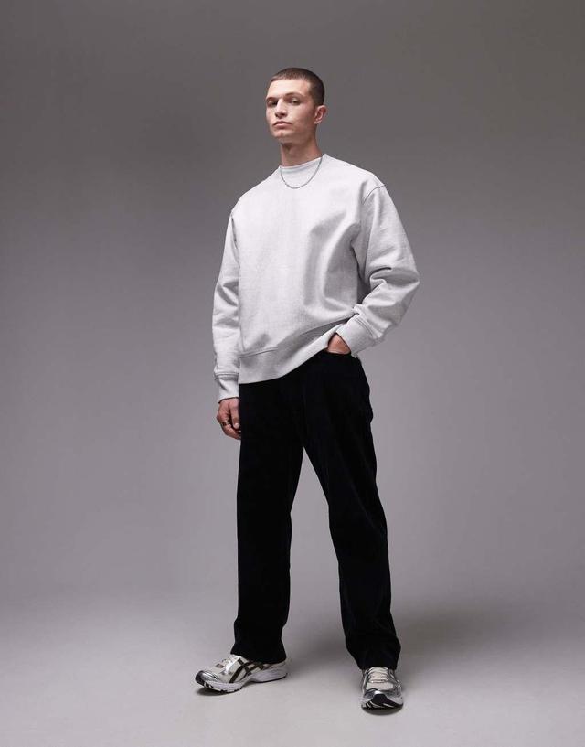 ARKET relaxed heavyweight sweatshirt with side panels in light gray melange Product Image