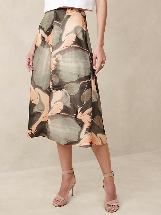 Silky Crepe Midi Slip Skirt Product Image