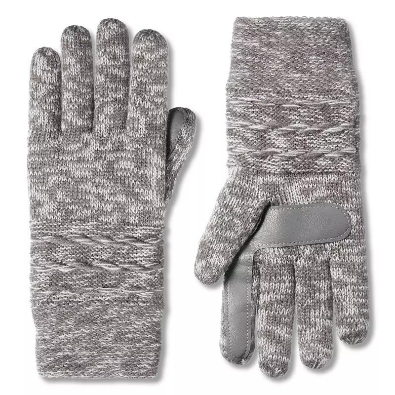 Womens isotoner Water Repellent Reverse Cable Knit Gloves, Grey Gray Ivory Product Image