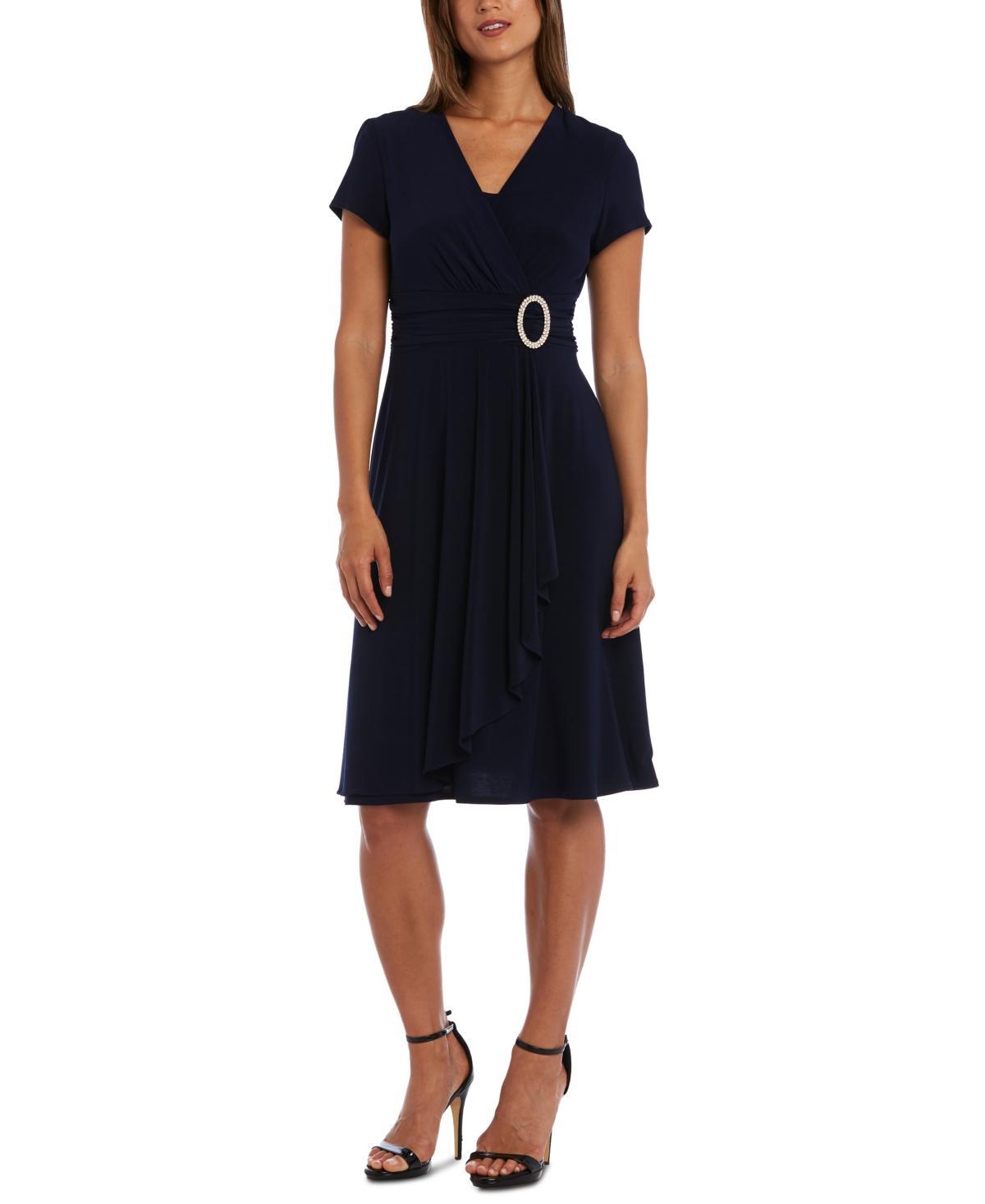 R&M Richards Short-Sleeve Faux-Wrap Dress Product Image