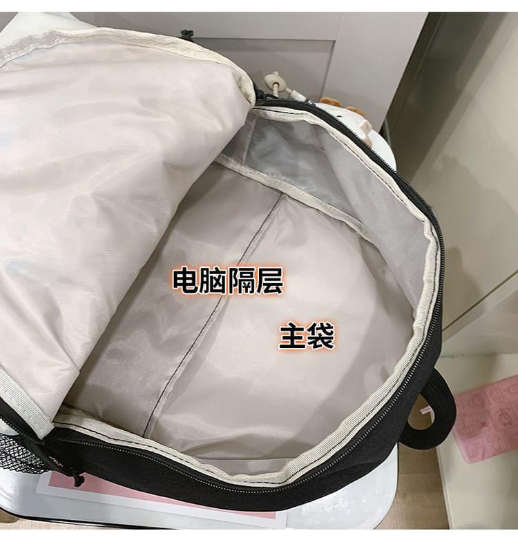 Set: Lettering Print Backpack + Bag Charm Product Image