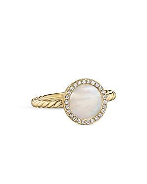 David Yurman Petite Dy Elements Ring in 18K Yellow Gold with Mother-of-Pearl & Pave Diamonds Product Image