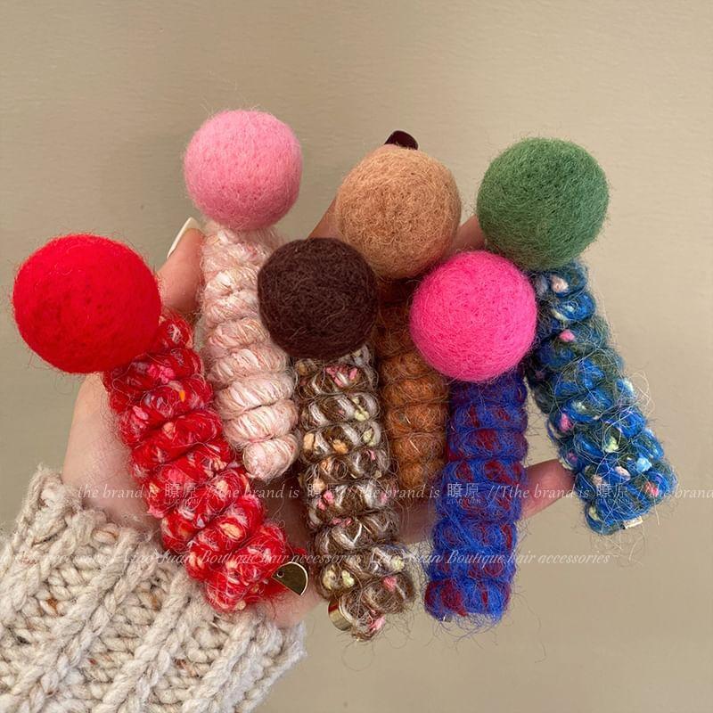 Pom Pom Melange Yarn Coil Hair Tie Product Image