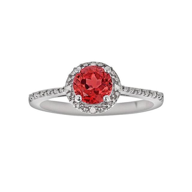 Celebration Gems Sterling Silver Garnet and Diamond Accent Frame Ring, Womens Product Image