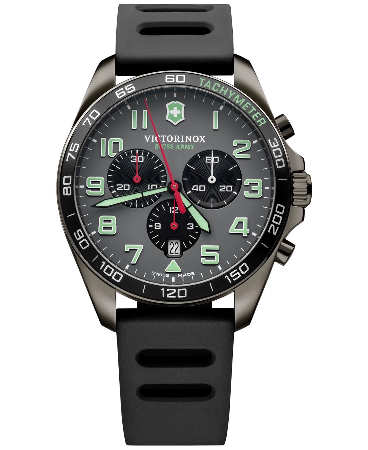 Victorinox Mens Chronograph Fieldforce Sport Black Rubber Strap Watch 42mm - Black Product Image