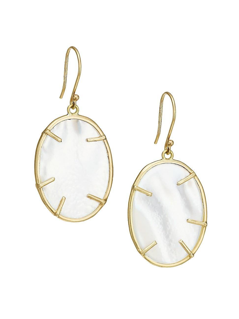 Womens Small 14K Yellow Gold & Mother-Of-Pearl Silver Dollar Drop Earrings Product Image