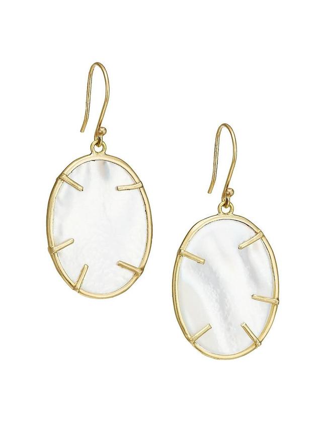 Womens Small 14K Yellow Gold & Mother-Of-Pearl Silver Dollar Drop Earrings Product Image