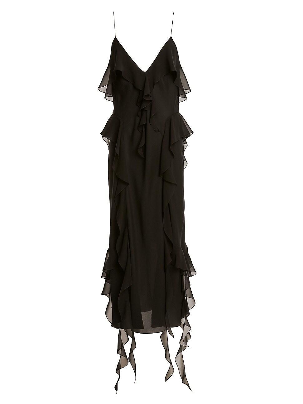 Pim Ruffle Silk Maxi Dress Product Image