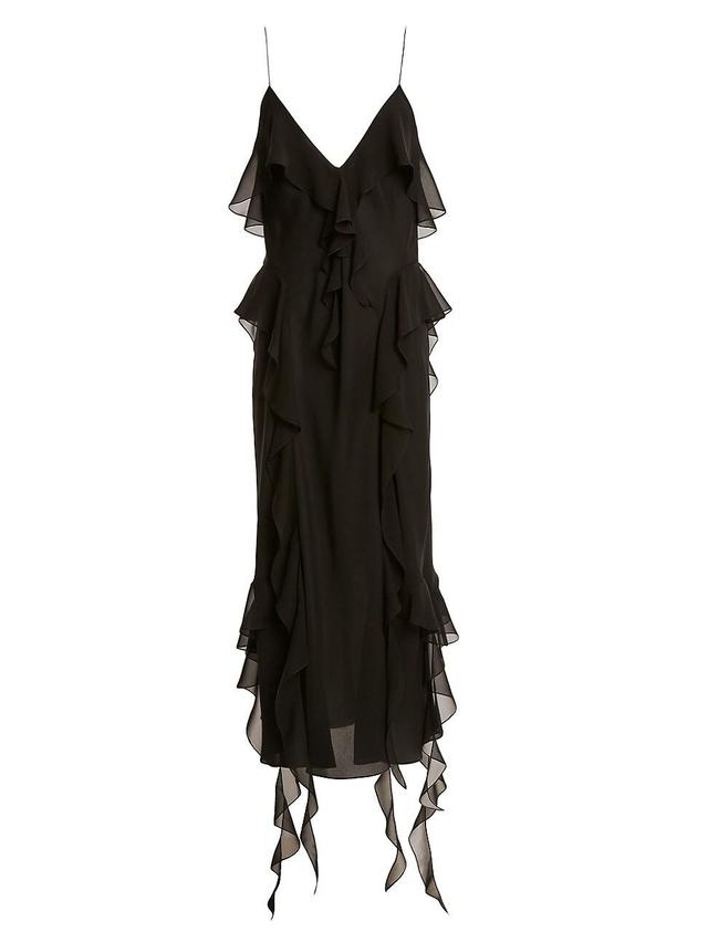 Womens Pim Ruffle Silk Maxi Dress Product Image