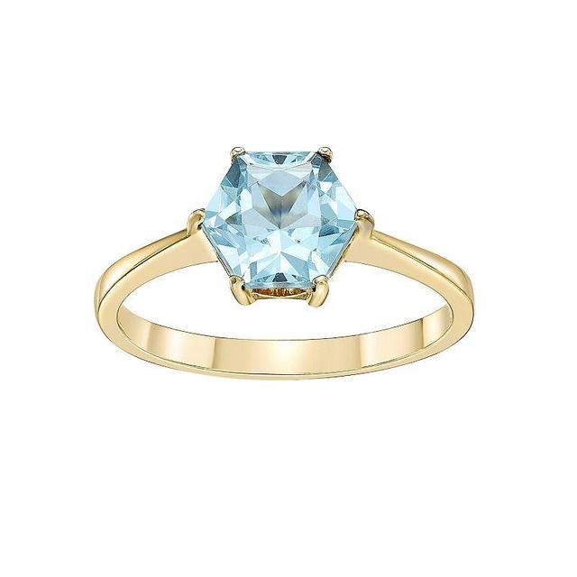 Gemminded 14k Gold Over Silver Blue Topaz Ring, Womens Gold Tone Product Image